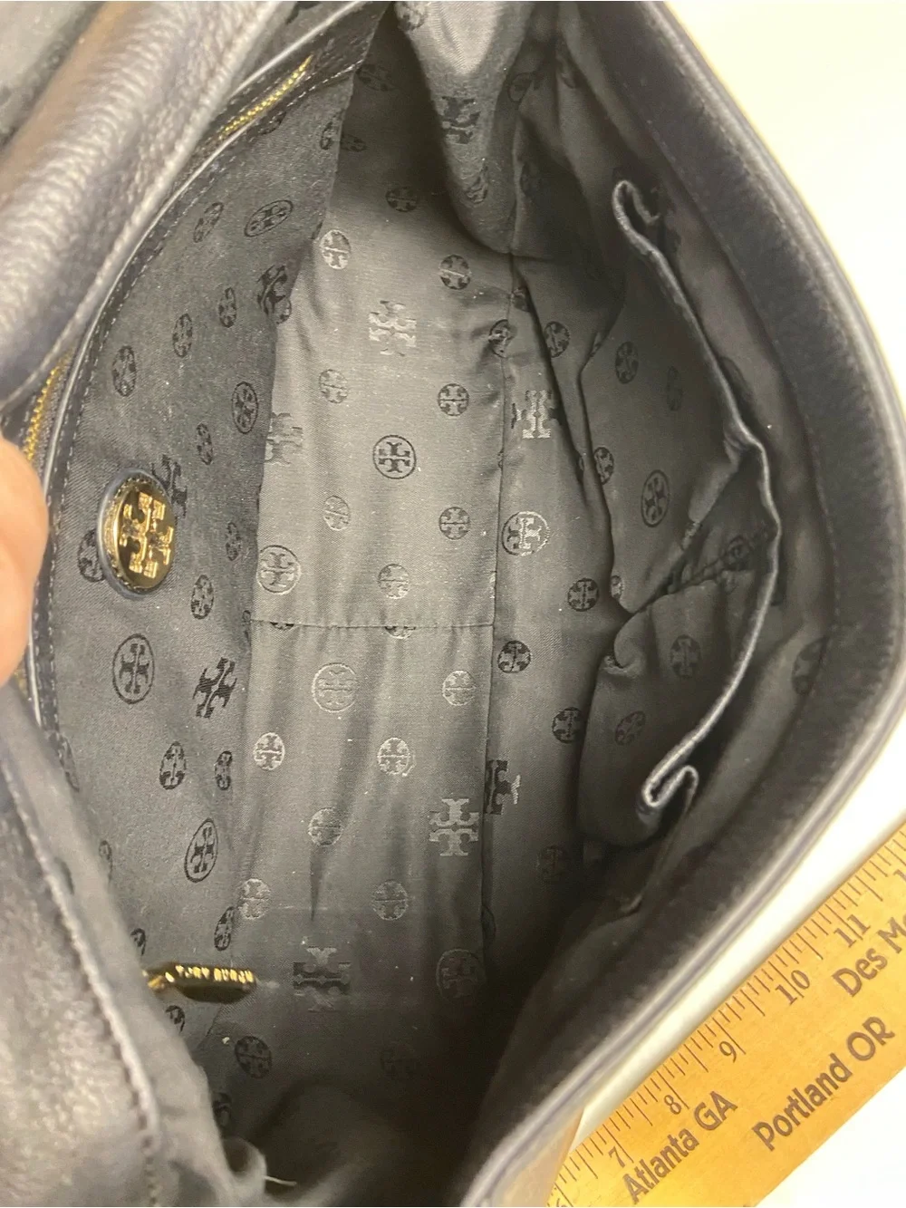 Tory Burch Black Pebbled Leather Convertible Gold Chain Shoulder Bag